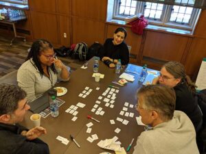 Team working on values sorting